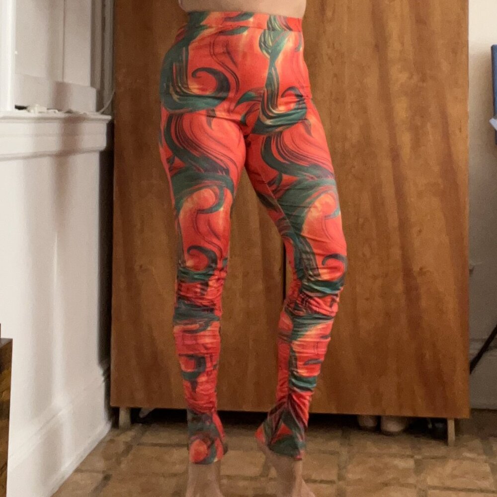 Mulit-Colored High Waisted satin-like Leggings